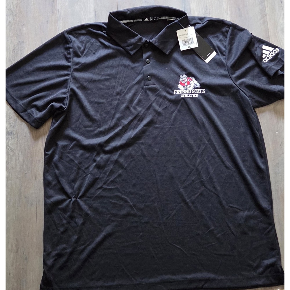 Adidas Black Polo Fresno State, California Men XL Short Sleeve Shirt-NWT